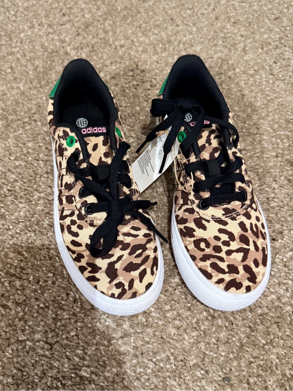 adidas Leopard-Print Low-Top Sneakers - Brown/Black/White with Green Accent